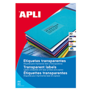 Etiquetas A4 01un p/FolhaTransparente Matte 210x297 20Folhas