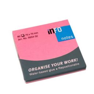 Bloco Adesivo  75x75mm Rosa Forte 80Folhas
