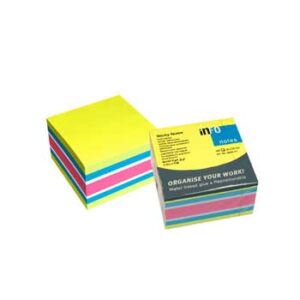 Bloco (Cubo) Adesivo 75x75mm Brilhante 4 Cores  450Folhas