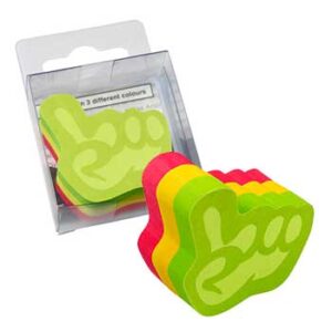 Bloco Adesivo 50x50mm Motivo Mao  3 Cores 225 Folhas - Image 1