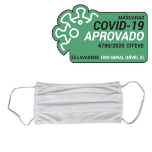 Máscara Reutilizável 25 Lavagens Adulto Branco Pack 3un