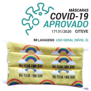 Máscara Reutilizável 50 Lavagens "Vai Ficar Tudo Bem" 1un