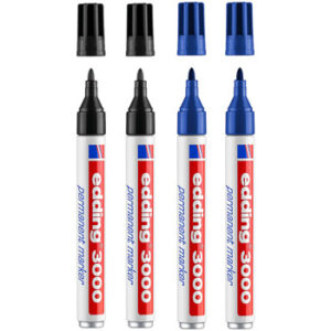 Marcador Grosso Edding 3000 Blister 2xPreto+2xAzul